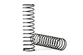 Two black metal RC shock springs, one standing upright and one lying horizontally on a white background.