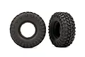 Two black Traxxas Canyon Trail RC crawler tires shown from side and angled views against a white background.