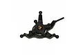 A black plastic RC helicopter swashplate with a central brass bushing, viewed from above against a white background.