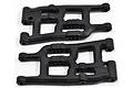Two black RPM rear suspension arms for RC vehicles, shown from a top-down perspective on a white background.