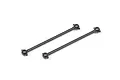 Two black metal RC car driveshafts with ball joints at each end, isolated on a white background.
