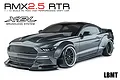 A grey MST RMX 2.5 LBMT 1/10 scale RC drift car on a white background with text overlays.