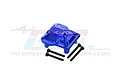 A blue anodized aluminium differential cover for an RC car by GPM Racing, shown with four black mounting screws.