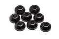 Eight black rubber bump stops for HPI Savage XS RC cars arranged on a white background.