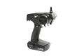 ECX V4 2.4GHz pistol-grip RC transmitter in black plastic with steering wheel and trigger.