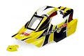 Maverick Blackout XB 2013 RC buggy body shell in yellow, black, and white with decals.