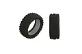 Two black ARRMA 3.2 inch 2HO off-road RC tyres with aggressive tread patterns and white foam inserts visible inside, isolated on a white background.