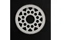 A white Delrin 80T spur gear for RC cars, featuring a circular design with weight-reduction holes and the number 80 stamped on the face.