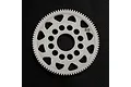 A white Delrin 86T spur gear for RC cars, featuring a circular design with multiple cutouts and the number 86 printed on the face.