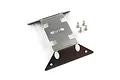 Yeah Racing stainless steel centre skid plate for RC cars with four included mounting screws on a white background.