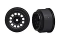 Two matte black Traxxas XRT race rims shown from front and side angles against a white background.