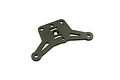 A black anodized aluminium front upper plate for a Kyosho RC car, featuring a flat, multi-holed design.