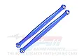 Two blue anodized aluminium steering tie rods from GPM Racing, featuring 7075 alloy markings and pre-installed pivot balls.