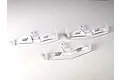 Three white MonTech F1 front wings for RC cars arranged on a white background.