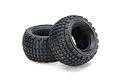Two black Tamiya ST Block Bubble rear RC buggy tyres with a square tread pattern, shown against a white background.