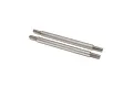 Two stainless steel threaded suspension linkage rods for RC vehicles, shown against a white background.