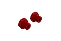 Two red anodized aluminium 17mm wheel hex adapters for ARRMA RC vehicles, shown against a plain white background.