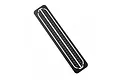 A single black stainless steel diamond plate rock rail for an RC vehicle, featuring a textured surface and engraved Yeah Racing branding.