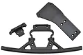 RPM RC front bumper and skid plate set for RC vehicles, featuring black molded plastic components on a white background.