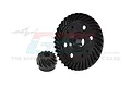 A black spiral ring and pinion gear set for an RC car differential, featuring a large 37T ring gear and a small 13T pinion gear.