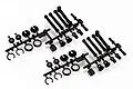 Two identical black plastic parts trees for HPI Nitro RS4 shock absorbers, featuring various suspension components on a white background.