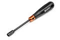 HPI Racing 7mm Pro-Series hex socket driver with a black handle and orange anodized collar on a white background.