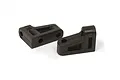 Two black plastic HPI Racing servo mounts shown from an angled perspective on a white background.