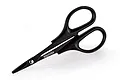 A pair of black Bittydesign curved tip polycarbonate scissors on a white background.