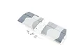 A replacement horizontal stabiliser set for an RC plane, featuring grey and light grey camouflage foam parts, plastic control horns, and small screws.