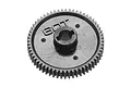 A black plastic 60T spur gear for RC vehicles, featuring a central hub and molded gear teeth, isolated against a white background.
