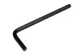 A black L-shaped hex wrench isolated on a white background.