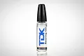 A small clear plastic bottle of TDK Bearing Oil with a black cap, standing upright against a white background.