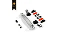 Hobby Plus CR-18 LED light mount set including a chrome grille, various plastic mounts, orange and black light housing parts, and small screws.