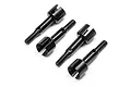 Four black metal axle shafts for HPI RS4 Sport 3 RC cars, arranged on a white background.