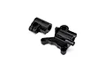 A pair of black plastic Losi fork lug components for an RC motorcycle, shown against a plain white background.
