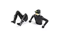 Losi Pro Circuit MX rider figure parts including a torso with helmet and a separate leg section on a white background.