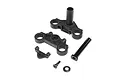 Losi Triple Clamp Set for RC motorcycle, including upper and lower clamps, steering stem, screw, and washer on a white background.