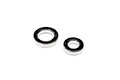 Two rubber shielded ball bearings of different sizes on a white background.