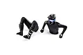 Losi MX Rider figure for RC motorcycle, featuring a separate torso with helmet and legs, finished in black with white and blue accents.