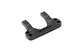 A black XRAY composite bumper upper holder brace for RC cars, featuring a U-shaped design with mounting holes and embossed XRAY branding.
