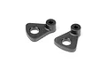 Two black composite battery clamps for XRAY RC cars, shown from a top-down perspective on a white background.