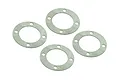 Four circular grey paper differential gaskets arranged on a plain white background.