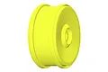 A single bright yellow RC buggy dish wheel rim shown against a plain white background.