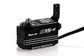 Power HD S15-M low profile brushless servo with a black metal case, silver heat sink fins, and a servo horn attached, set against a white background.