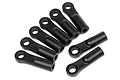 A set of eight black plastic ball ends for HPI Vorza RC vehicles, arranged in a group on a white background.