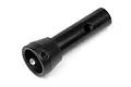 A black metal drive axle component for an RC vehicle, shown from an angled perspective on a white background.