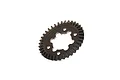 A studio shot of an ARRMA steel 37T differential gear with a dark metallic finish against a white background.