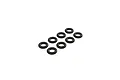 A set of eight small black rubber O-rings arranged in a grid pattern against a plain white background.