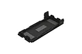 A black plastic ARRMA battery door spare part with grey foam padding strips on a white background.
