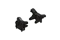 Two black plastic ARRMA shock tower components for RC vehicles shown from different angles.